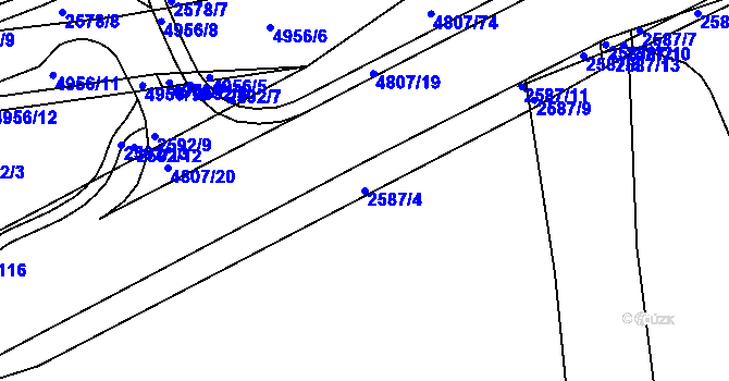 Parcela st. 2587/4 v KÚ Domažlice, Katastrální mapa