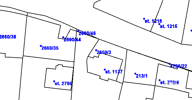 Parcela st. 2659/2 v KÚ Domažlice, Katastrální mapa