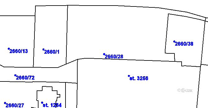 Parcela st. 2660/28 v KÚ Domažlice, Katastrální mapa
