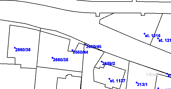 Parcela st. 2660/45 v KÚ Domažlice, Katastrální mapa