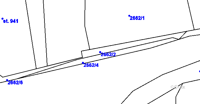 Parcela st. 2662/2 v KÚ Domažlice, Katastrální mapa