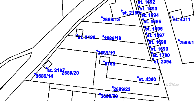 Parcela st. 2689/19 v KÚ Domažlice, Katastrální mapa
