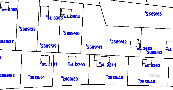 Parcela st. 2689/41 v KÚ Domažlice, Katastrální mapa