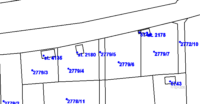 Parcela st. 2779/5 v KÚ Domažlice, Katastrální mapa