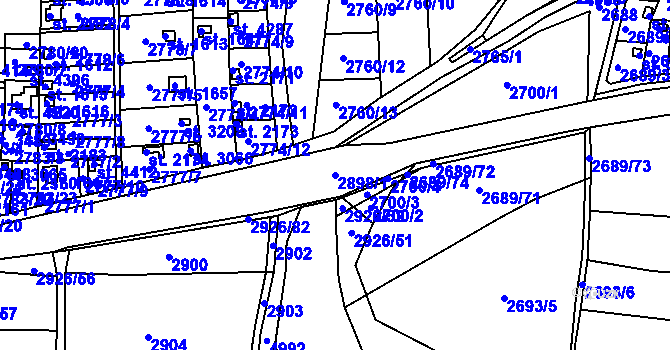 Parcela st. 2898/1 v KÚ Domažlice, Katastrální mapa