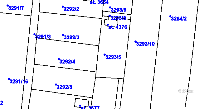 Parcela st. 3293/5 v KÚ Domažlice, Katastrální mapa