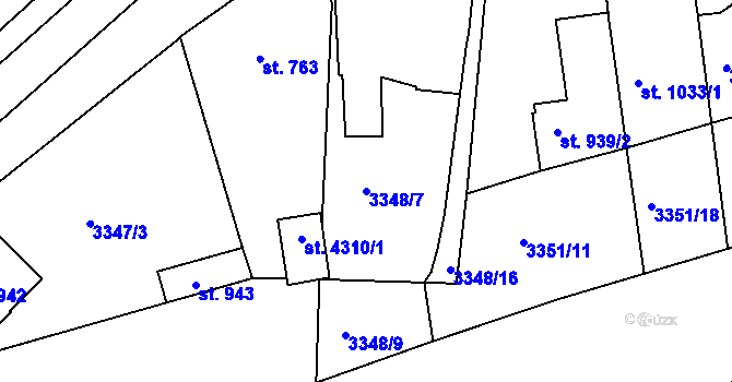 Parcela st. 3348/7 v KÚ Domažlice, Katastrální mapa
