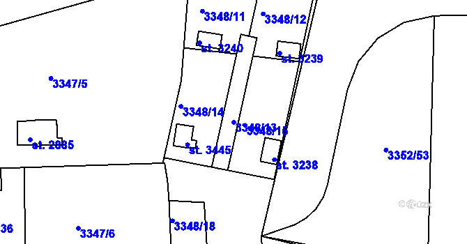 Parcela st. 3348/13 v KÚ Domažlice, Katastrální mapa