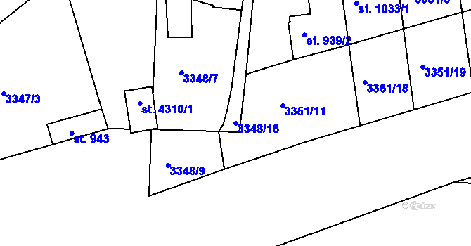 Parcela st. 3348/16 v KÚ Domažlice, Katastrální mapa
