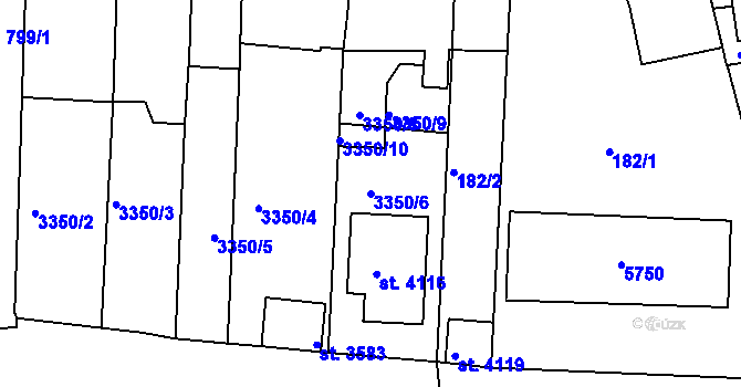 Parcela st. 3350/6 v KÚ Domažlice, Katastrální mapa