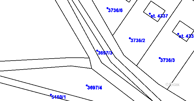 Parcela st. 3697/3 v KÚ Domažlice, Katastrální mapa