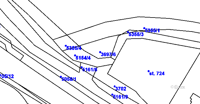 Parcela st. 3697/6 v KÚ Domažlice, Katastrální mapa