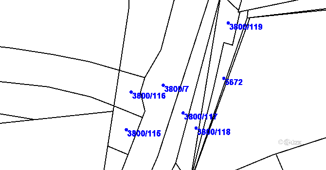 Parcela st. 3800/7 v KÚ Domažlice, Katastrální mapa