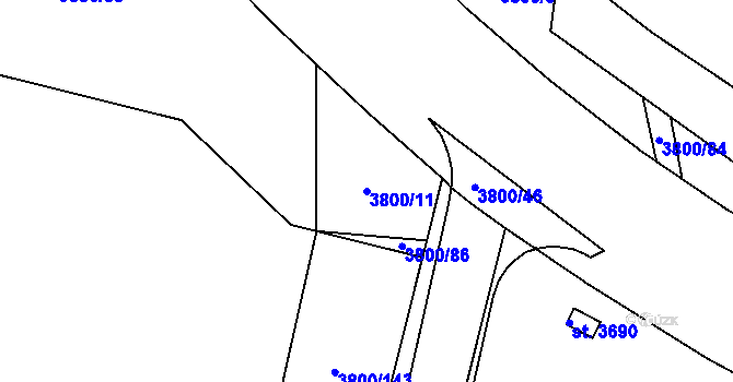 Parcela st. 3800/11 v KÚ Domažlice, Katastrální mapa