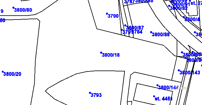 Parcela st. 3800/18 v KÚ Domažlice, Katastrální mapa
