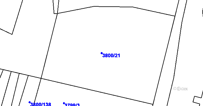 Parcela st. 3800/21 v KÚ Domažlice, Katastrální mapa
