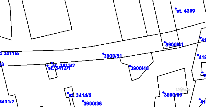 Parcela st. 3900/51 v KÚ Domažlice, Katastrální mapa