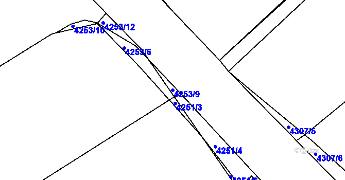 Parcela st. 4253/9 v KÚ Domažlice, Katastrální mapa