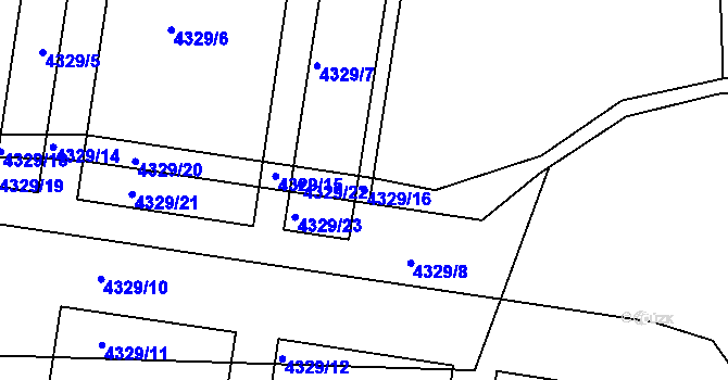 Parcela st. 4329/16 v KÚ Domažlice, Katastrální mapa
