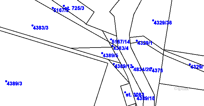Parcela st. 4389/5 v KÚ Domažlice, Katastrální mapa