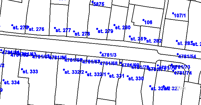 Parcela st. 4781/3 v KÚ Domažlice, Katastrální mapa