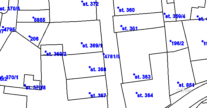 Parcela st. 4781/5 v KÚ Domažlice, Katastrální mapa