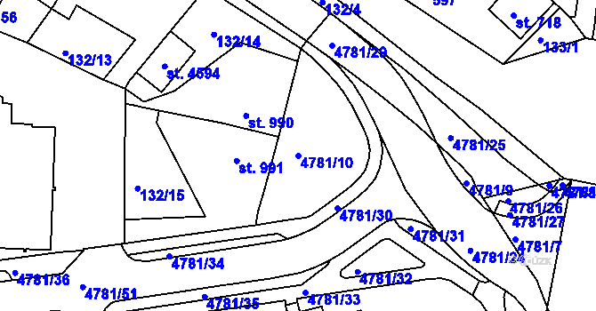 Parcela st. 4781/10 v KÚ Domažlice, Katastrální mapa