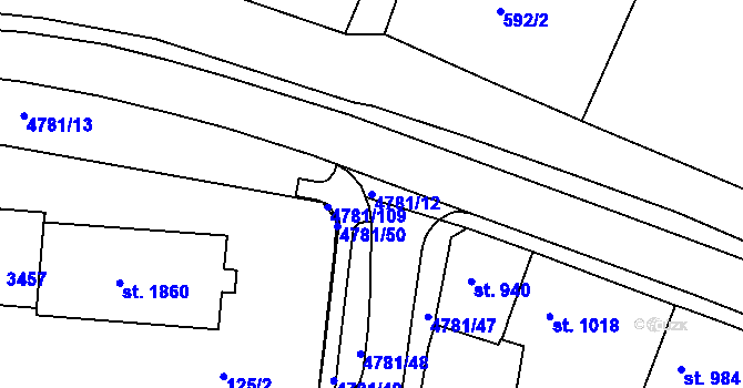 Parcela st. 4781/12 v KÚ Domažlice, Katastrální mapa