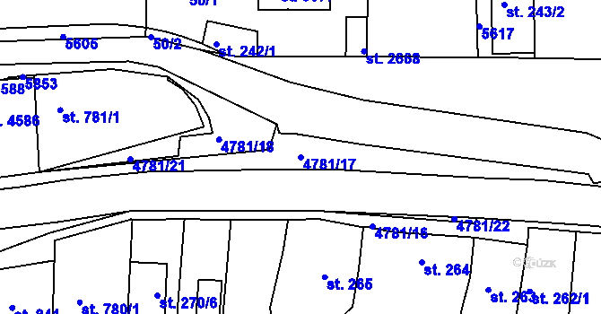 Parcela st. 4781/17 v KÚ Domažlice, Katastrální mapa