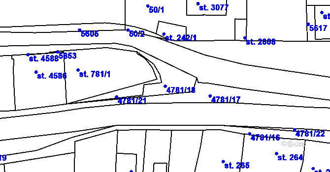 Parcela st. 4781/18 v KÚ Domažlice, Katastrální mapa