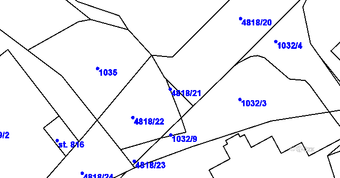 Parcela st. 4818/21 v KÚ Domažlice, Katastrální mapa