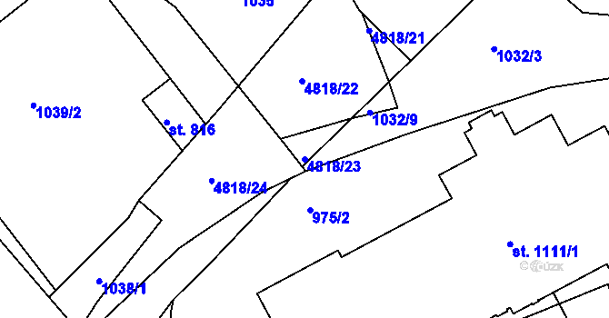 Parcela st. 4818/23 v KÚ Domažlice, Katastrální mapa