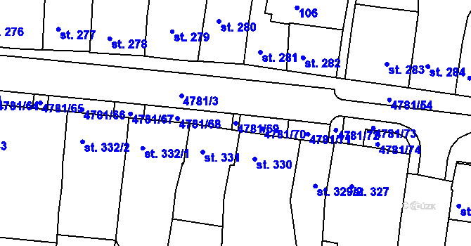 Parcela st. 4781/69 v KÚ Domažlice, Katastrální mapa
