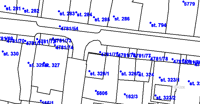 Parcela st. 4781/75 v KÚ Domažlice, Katastrální mapa