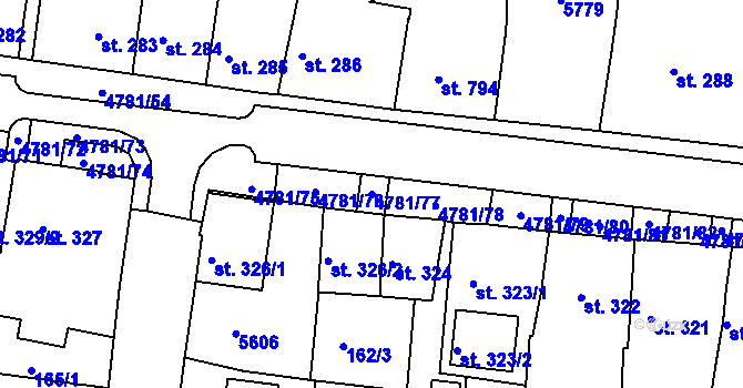 Parcela st. 4781/77 v KÚ Domažlice, Katastrální mapa