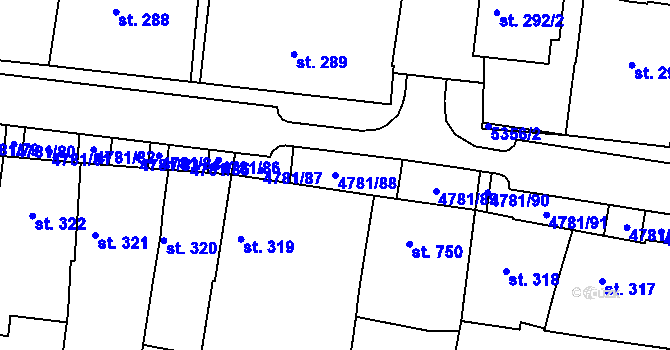 Parcela st. 4781/88 v KÚ Domažlice, Katastrální mapa