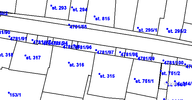Parcela st. 4781/97 v KÚ Domažlice, Katastrální mapa