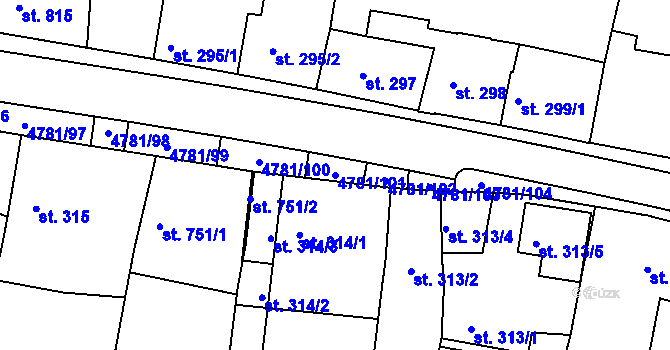 Parcela st. 4781/101 v KÚ Domažlice, Katastrální mapa