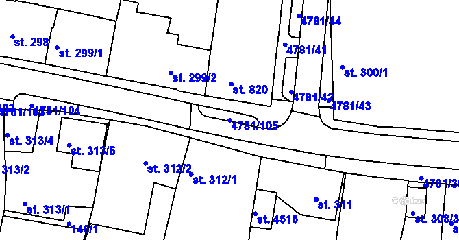 Parcela st. 4781/105 v KÚ Domažlice, Katastrální mapa