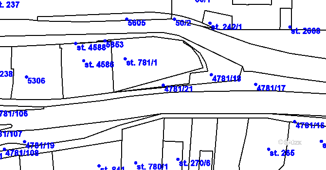 Parcela st. 4781/21 v KÚ Domažlice, Katastrální mapa