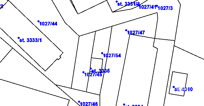 Parcela st. 1027/54 v KÚ Domažlice, Katastrální mapa