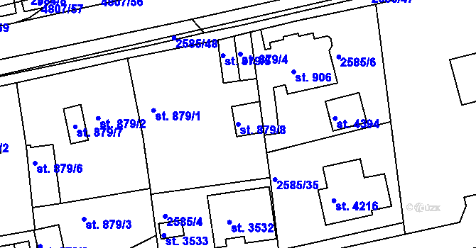 Parcela st. 879/8 v KÚ Domažlice, Katastrální mapa