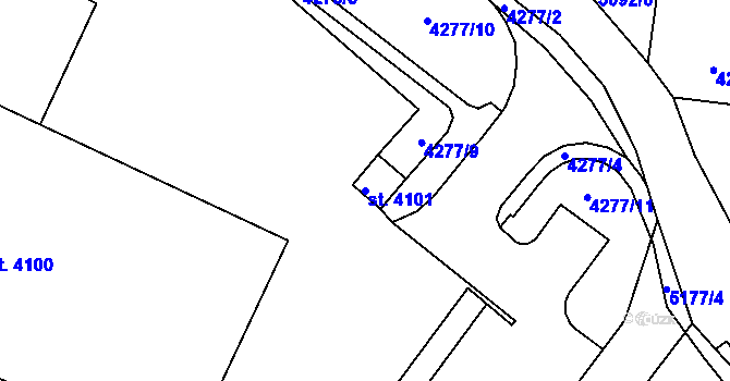 Parcela st. 4101 v KÚ Domažlice, Katastrální mapa