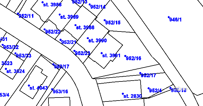 Parcela st. 3991 v KÚ Domažlice, Katastrální mapa