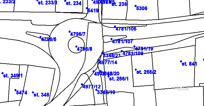 Parcela st. 3348/21 v KÚ Domažlice, Katastrální mapa