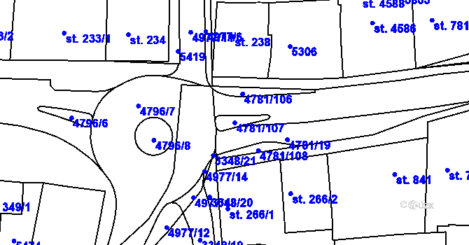 Parcela st. 4781/107 v KÚ Domažlice, Katastrální mapa