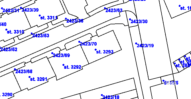 Parcela st. 3293 v KÚ Domažlice, Katastrální mapa