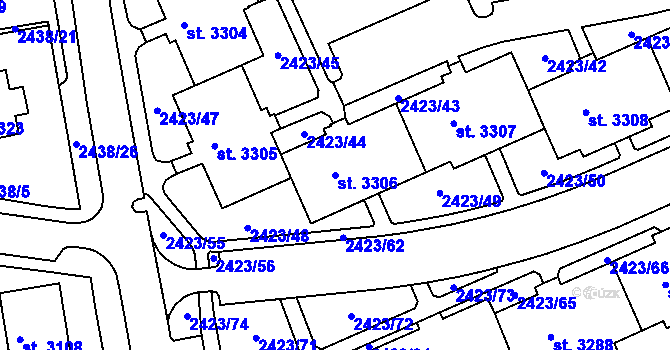 Parcela st. 3306 v KÚ Domažlice, Katastrální mapa