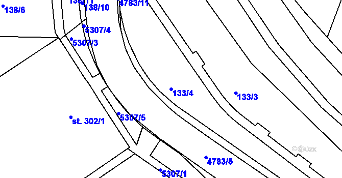 Parcela st. 133/4 v KÚ Domažlice, Katastrální mapa