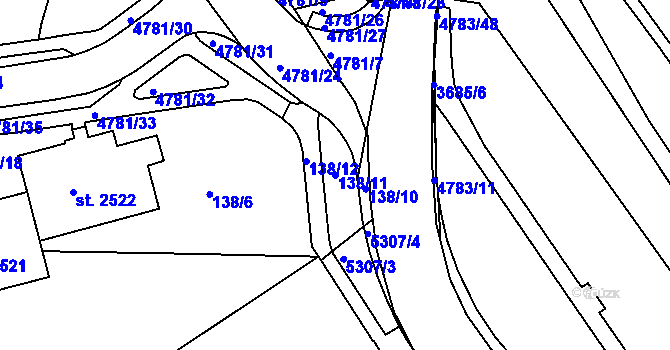 Parcela st. 138/11 v KÚ Domažlice, Katastrální mapa